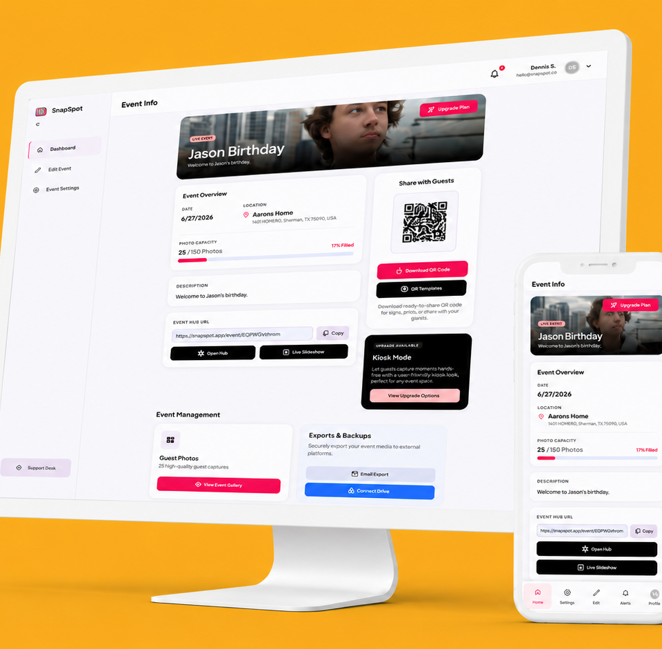 SnapSpot Hero Image Desktop and Mobile Mockup with computer and phone